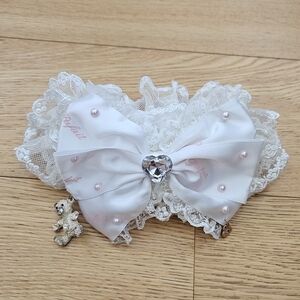 La Pafait Rare Gyaru Lolita Teddy Bear Charm Rhinestone Pearl Leg Garter